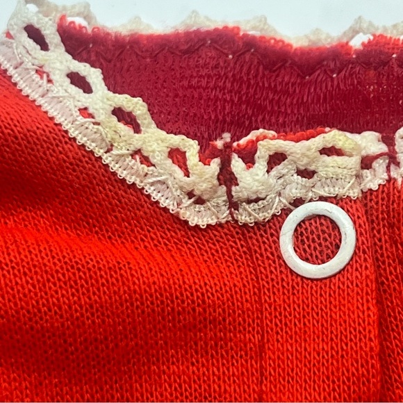 vintage vogue dolls clothes red doll long sleeve top lace trim made in usa - Picture 8 of 8